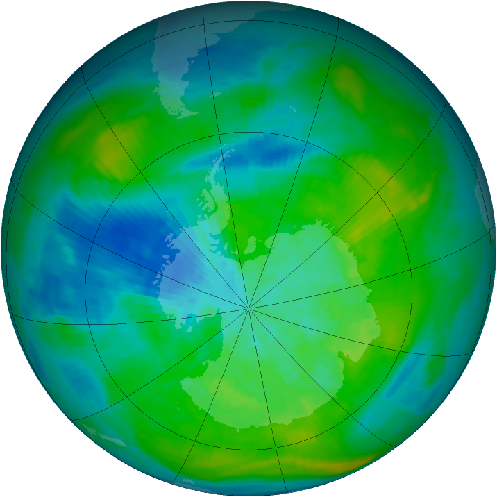 Antarctic ozone map for 19 March 1980